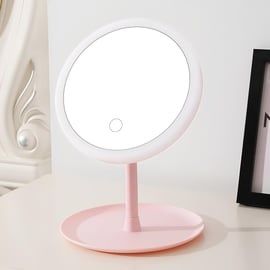 Lusterko kosmetyczne podświetlenie LED, różowe, Regulacja mocy