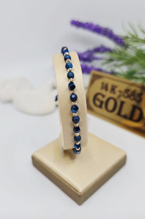 Złota bransoletka na sznurku próba 585 14k