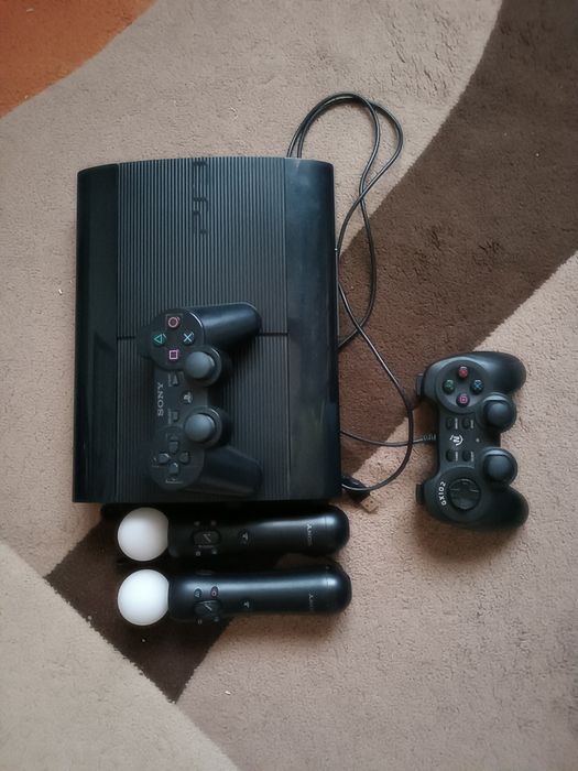 PS3 (PlayStation 3) with 2 Controllers, 35 Games, Move Controllers and Steering Wheel64584648234242120