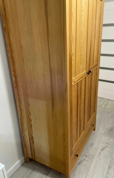 Bieliźniarka ubraniowa, drewniana sosnowa, lite drewno