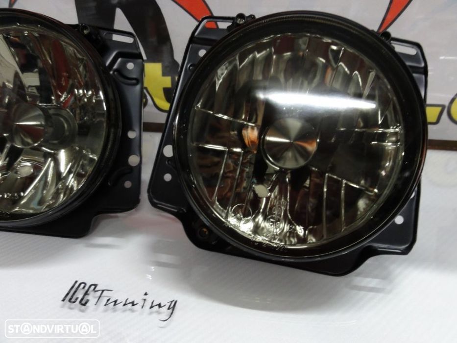 Farois frontais com luz branca 5000k para VW Golf 2 / II com fundo preto / Smoke