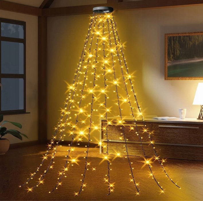 Lampki choinkowe 400 led opadające w dół na 16 wiązkach po 2m każda