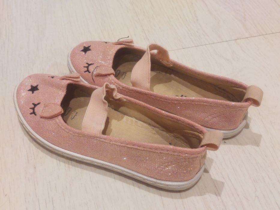 Różowe brokatowe kapcie / balerinki AXIM – rozmiar 31