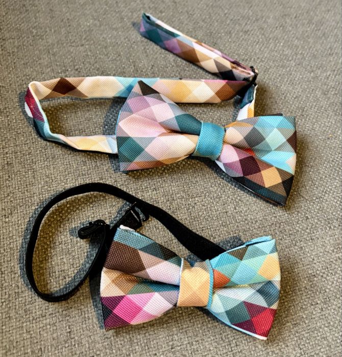 Stylowy zestaw muszek – komplet dla taty i dziecka