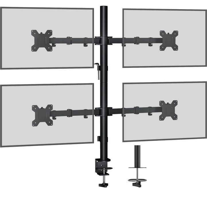BONTEC Suporte monitor para 4 monitores de 13 - 27 polegadas LED/LCD, suporte para mesa com peso máximo de 10 kg de cada braço, rotação de 360 °