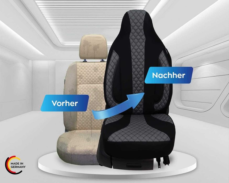 Pokrowce na siedzenia , kempingowych FIAT Ducato czarne/szare