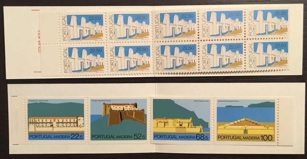 mini carteiras de selos de Portugal - anos 80