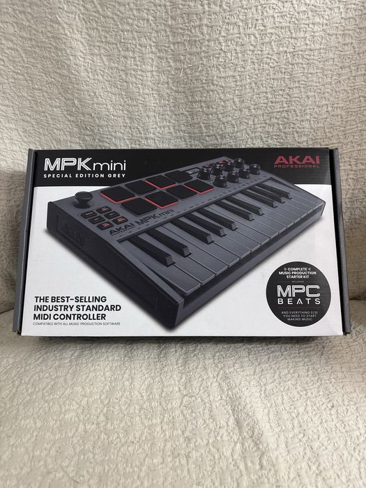 Teclado midi AKAI Professional MPK Mini MK3 – Special Edition Grey – Cinzento – Novo