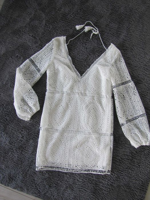 sheilay super oryginalna biała sukienka z siateczką