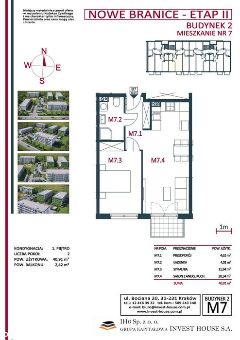 2-pokojowe mieszkanie 41m2 + balkon