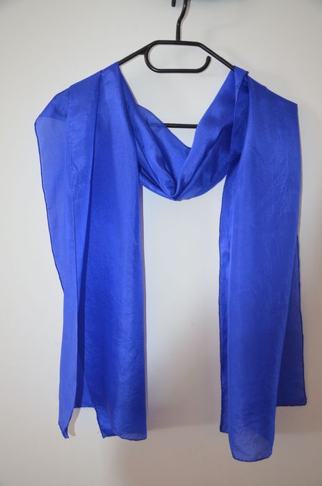piękny chabrowy szal 100% Silk/jedwab 43x170