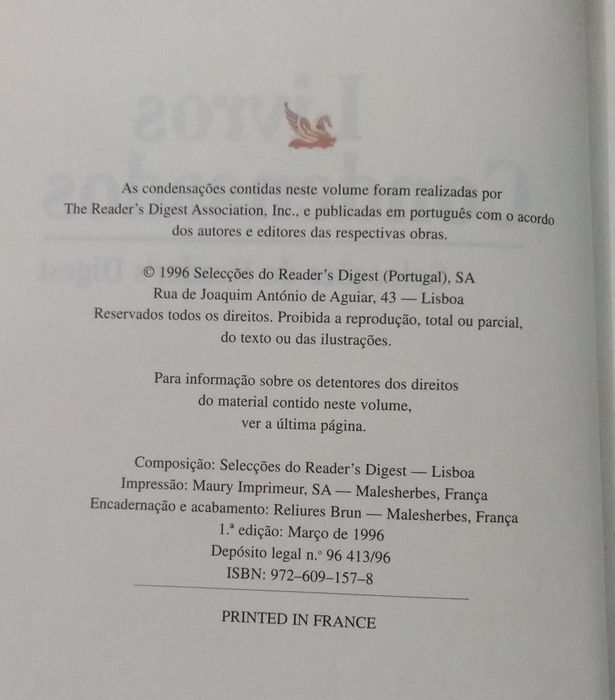 Livros Condensados - Seleções do Reader's Digest - 4 obras / 1 volume