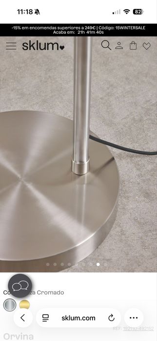 Base extra de Luminária Orvina em Ferro – oferta