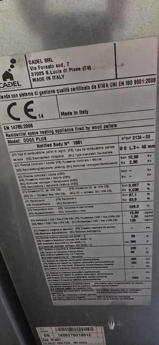 Salamandra Cadel, 10kw a funcionar perfeitamente