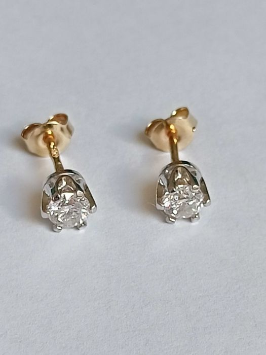 Kolczyki złoto 585 z brylantami 0,82ct (certyfikat )