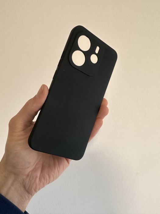 Etui Plecki Silikon czarne + SZKŁO hartowane do XIAOMI REDMI NOTE 14