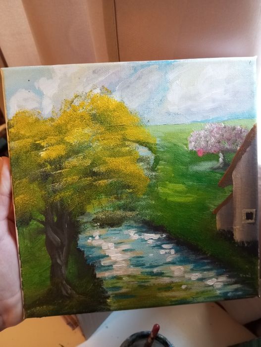 Quadro pintado a mão para decoração