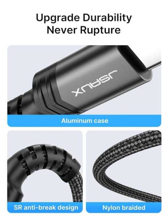 Kabel USB C na minijack 3.5mm 1m w oplocie JSAUX kolor szary