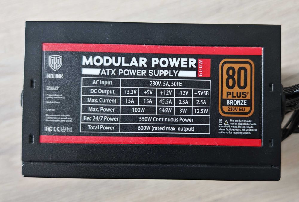 Zasilacz Kolink Modular Power 600W 80+ BRONZE