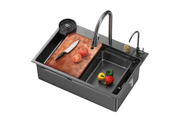 Мийка для кухні + змішувач Platinum Handmade Водоспад