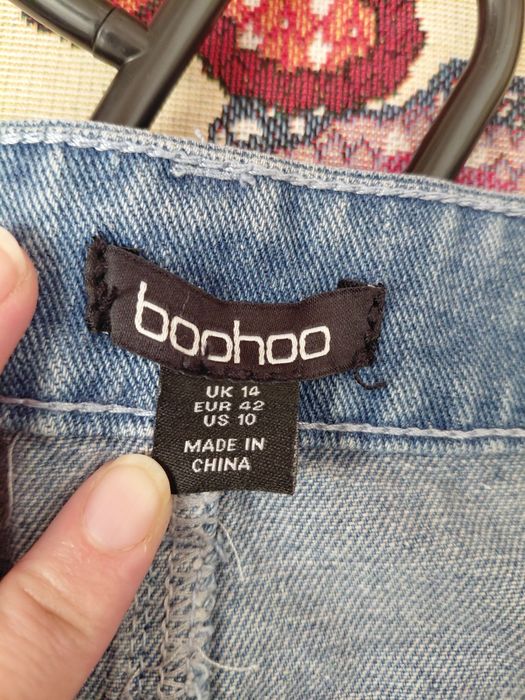 Niebieska jeansowa spódnica maxi Boohoo XL