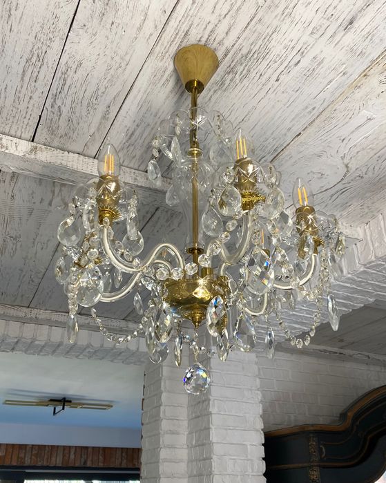 Люстра вінтажна Чехословакія, кришталева лампа