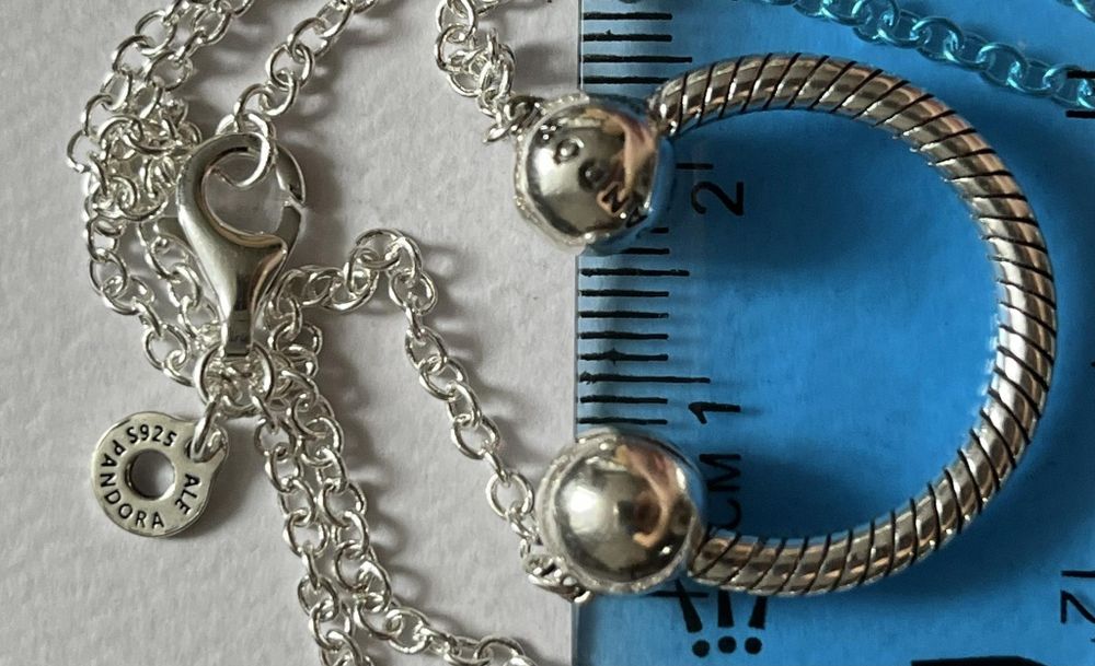 Pandora naszyjnik srebrny pół koło do charms srebro 925 łańcuszek