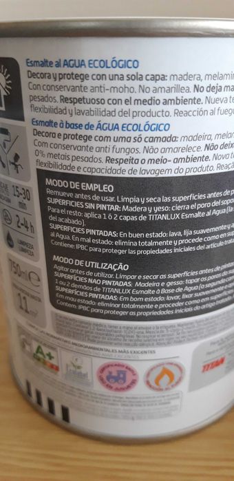 Tintas interior/exterior esmalte base aquosa