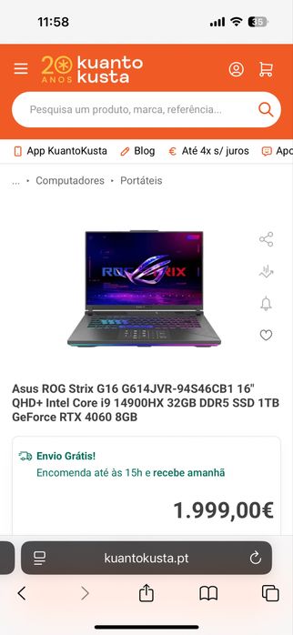 Rog Strix G16 i9 4060 Laptop Preço Negociável