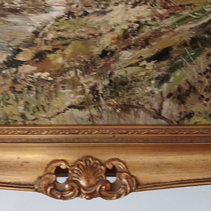 Pintura a Óleo  sobre placa - Moldura Feita na Checoslováquia  Vintage