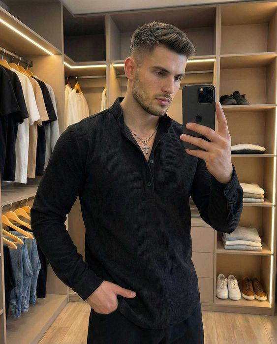 Мужская вельветовая рубашка из хлопка весенняя (S-M-L-XL)