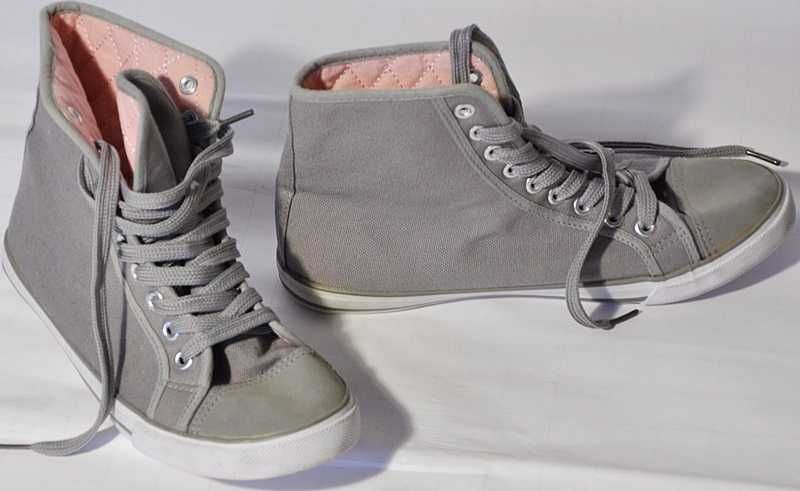 F&F szare wysokie trampki tekstylne 38 stan bdb-