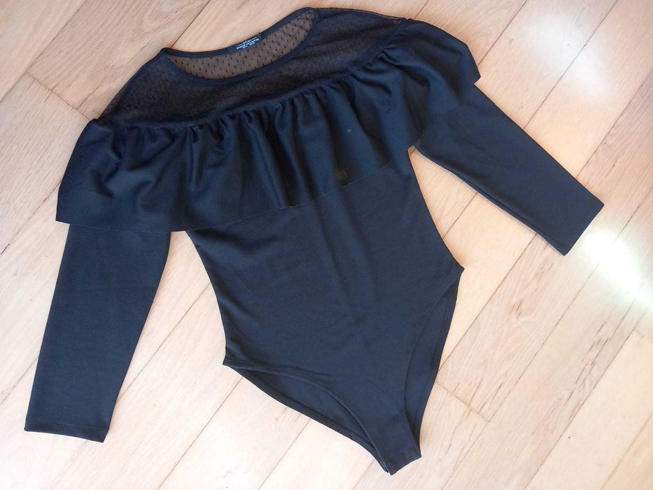 Body preto com renda, tam. XS