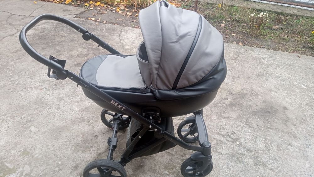 Коляска 2в1 . Повний комплект. Bair Next. Екошкіра,сірий колір