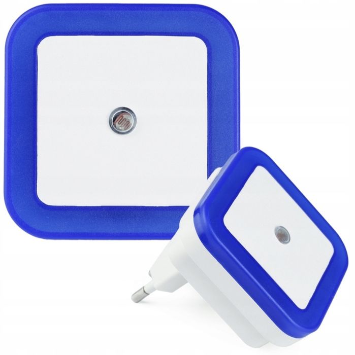 Lampka nocna led do kontaktu czujnik zmierzchu niebieska