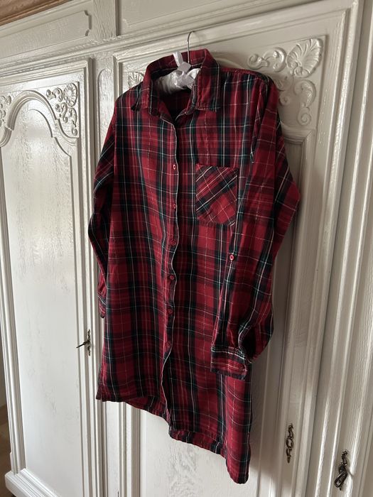 Koszula nocna w kratkę S bawełna 100%