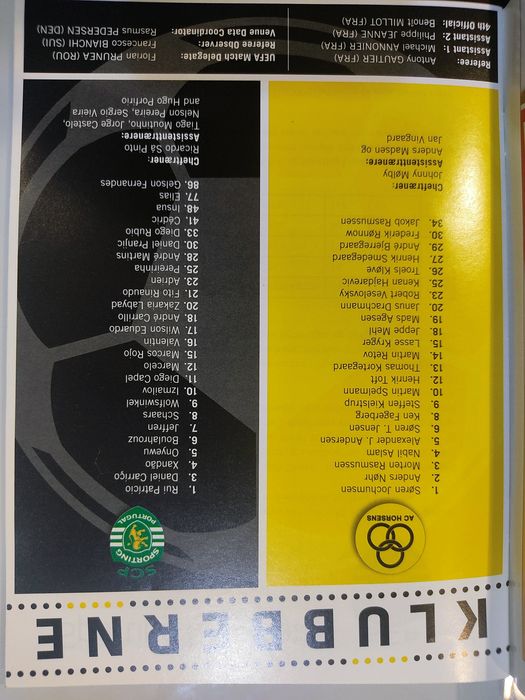 Programa oficial Horsens Sporting Europa league 2012/13