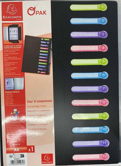 Teczka z 12 przegródkami czarna