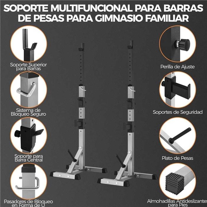 Rack de musculação para suporte de barras de peso - Carga máx. 300 kg
