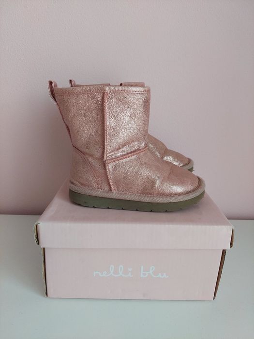 Różowe brokatowe botki Gap 23 Wkładka 14 cm