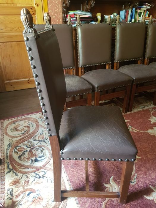 Komplet krzesel palacowych skorzanych