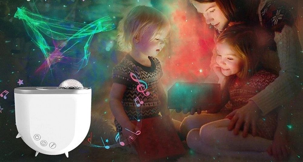 PROJEKTOR GWIAZD Dla Dzieci Lampka Nocna Rzutnik Led Laserowy Głośnik