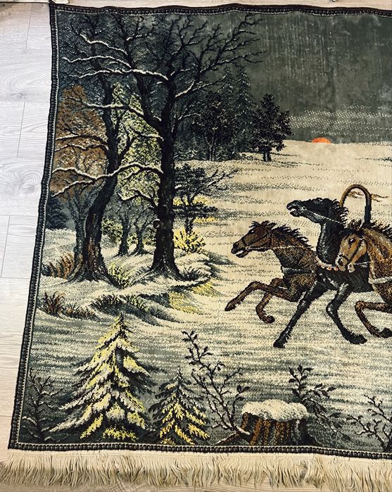Килим гобелен 50-60ті роки Німецький Гдр "Тройка и волки", настінний коврик на стіну, виробництво Німеччина