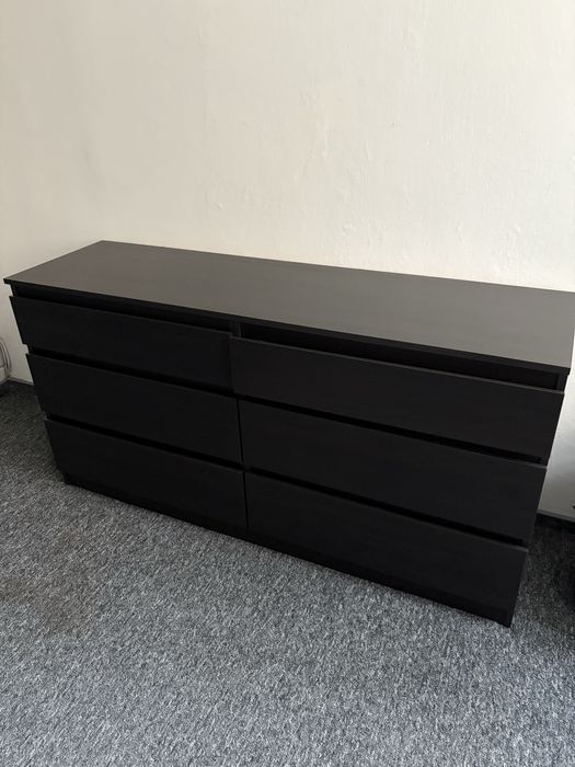 MALM Komoda, 6 szuflad, czarnobrąz, 160x78 cm