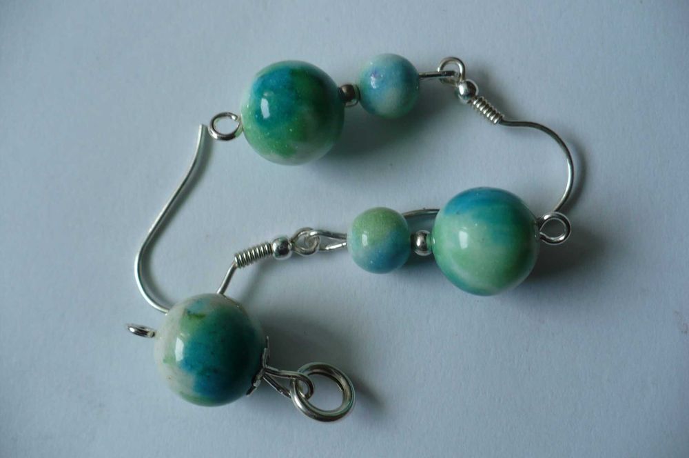 kolczyki srebrne wiszące wielokolorowe