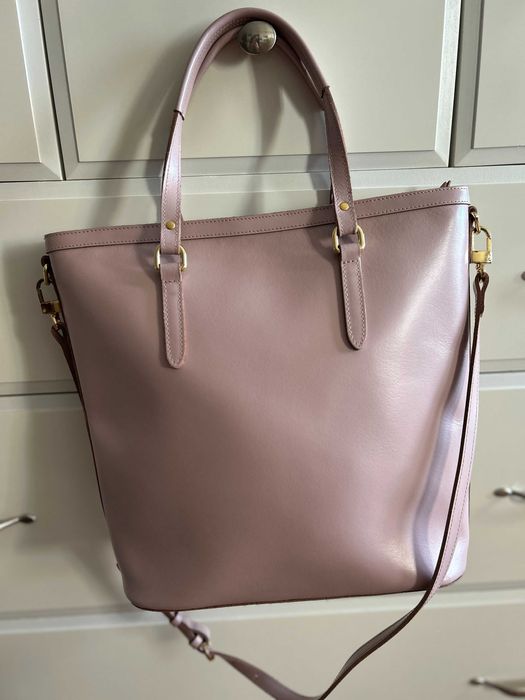 Torebka shopper Batycki skórzana pudrowy róż