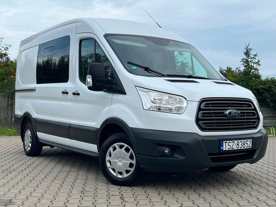 Ford Transit 2.0TDCi 131KM zDE Klima Ledy 2xPDC Oryginalny Lakier 6-OSÓB Brygadówka