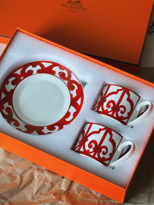 Набір порцелянового посуду чашка з блюдцем Hermes