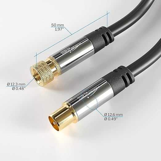 KabelDirekt – 1m HDTV SAT/TV cable (75 ohms, F connector >