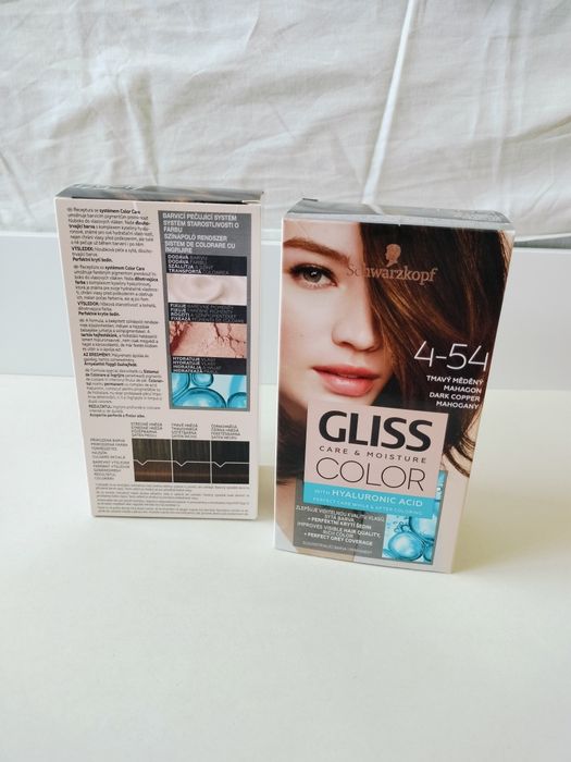 2 embalagens Schwarzkopf Gliss hyaluronic acid 4.54 dark copper